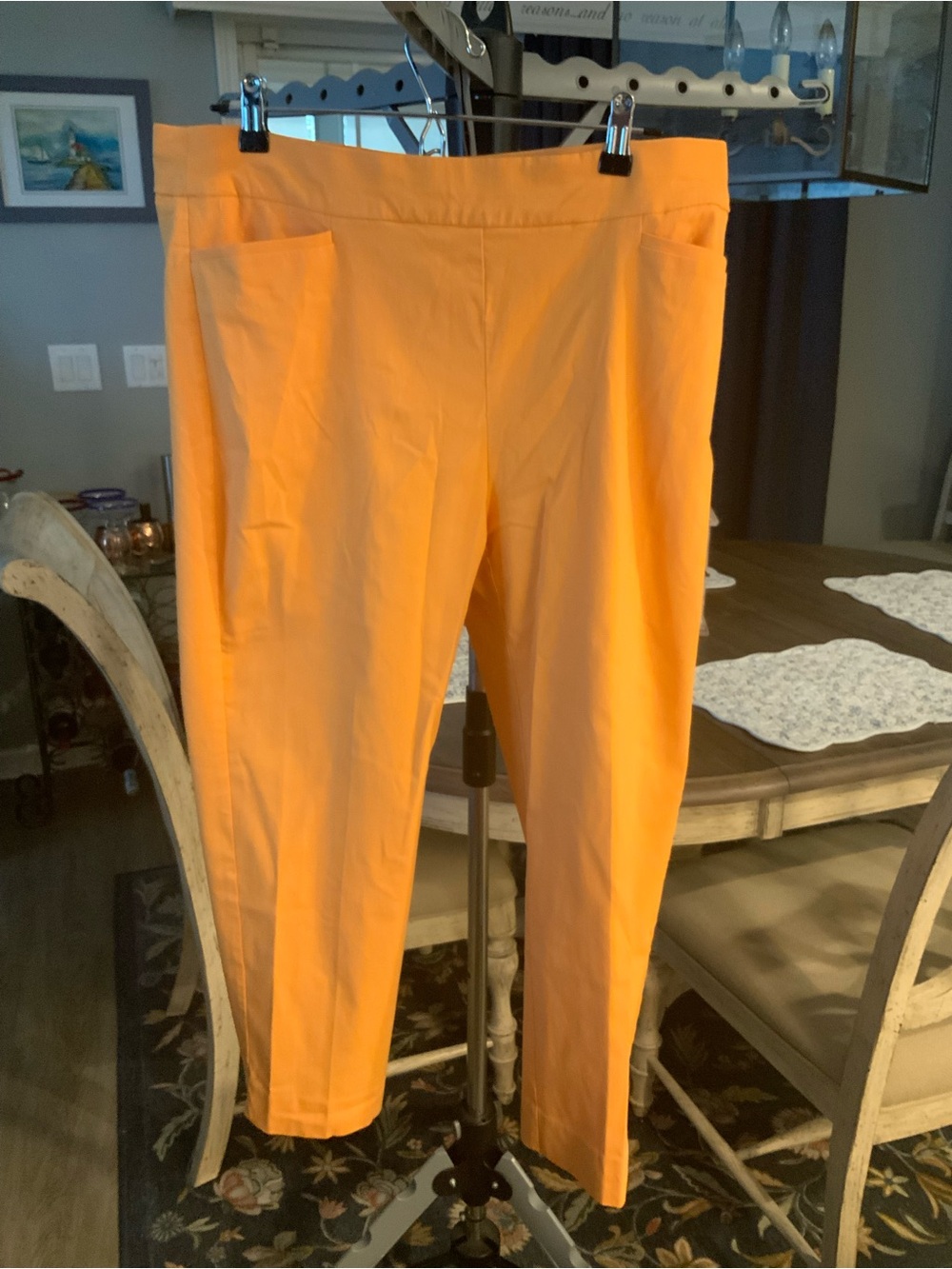 Chico’s Size 2R Bright Orange Women's Stretch Crop Pants